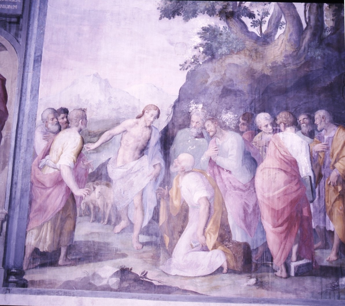 Cristo appare agli apostoli (dipinto murale) di Balducci Giovanni detto Cosci (attribuito) (fine sec. XVI)