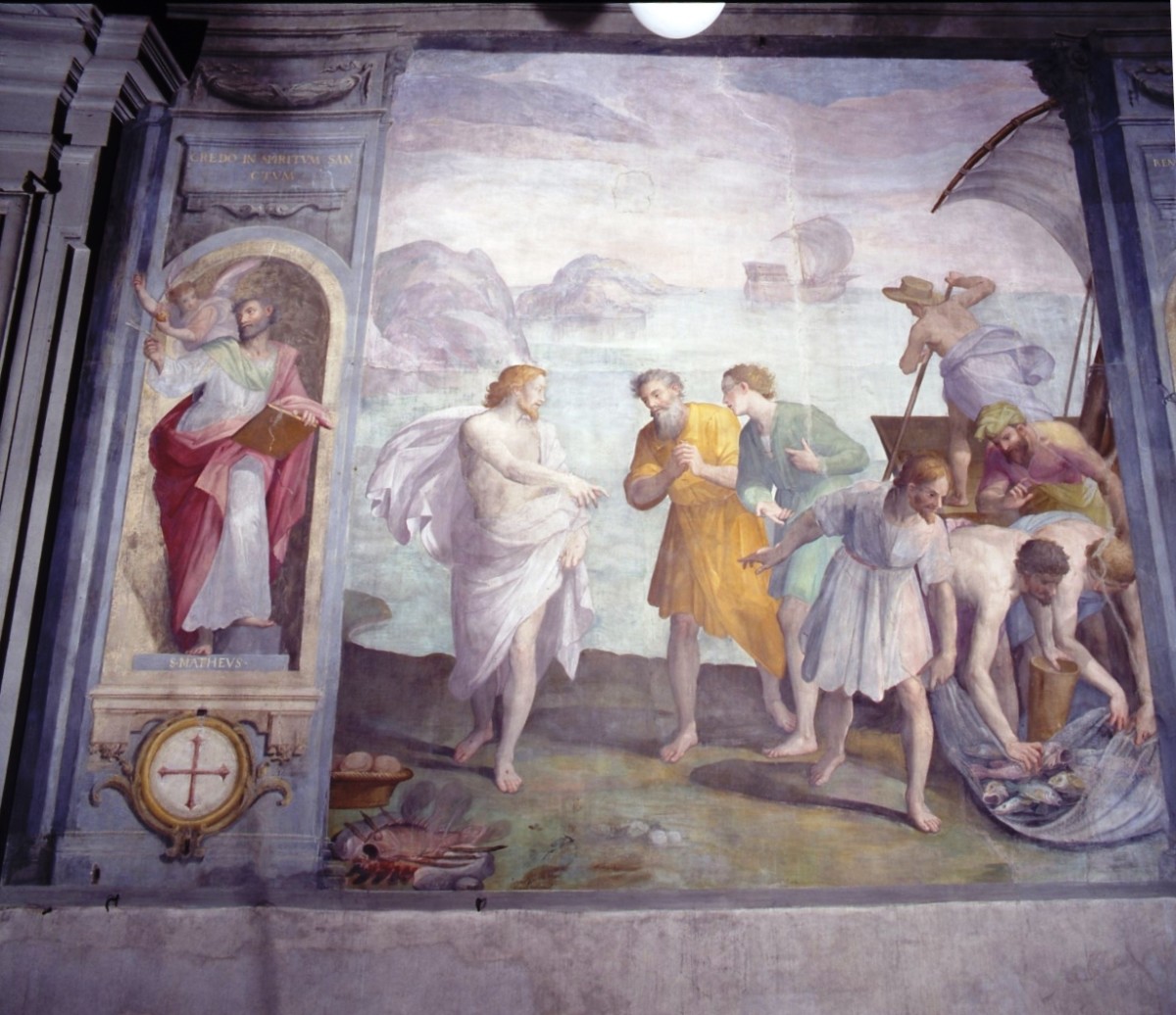 Pesca miracolosa (dipinto murale) di Balducci Giovanni detto Cosci (attribuito) (fine sec. XVI)