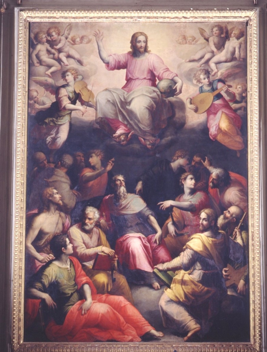 Cristo in gloria/ santi/ apostoli (dipinto) di Balducci Giovanni detto Cosci (attribuito) (sec. XVI)