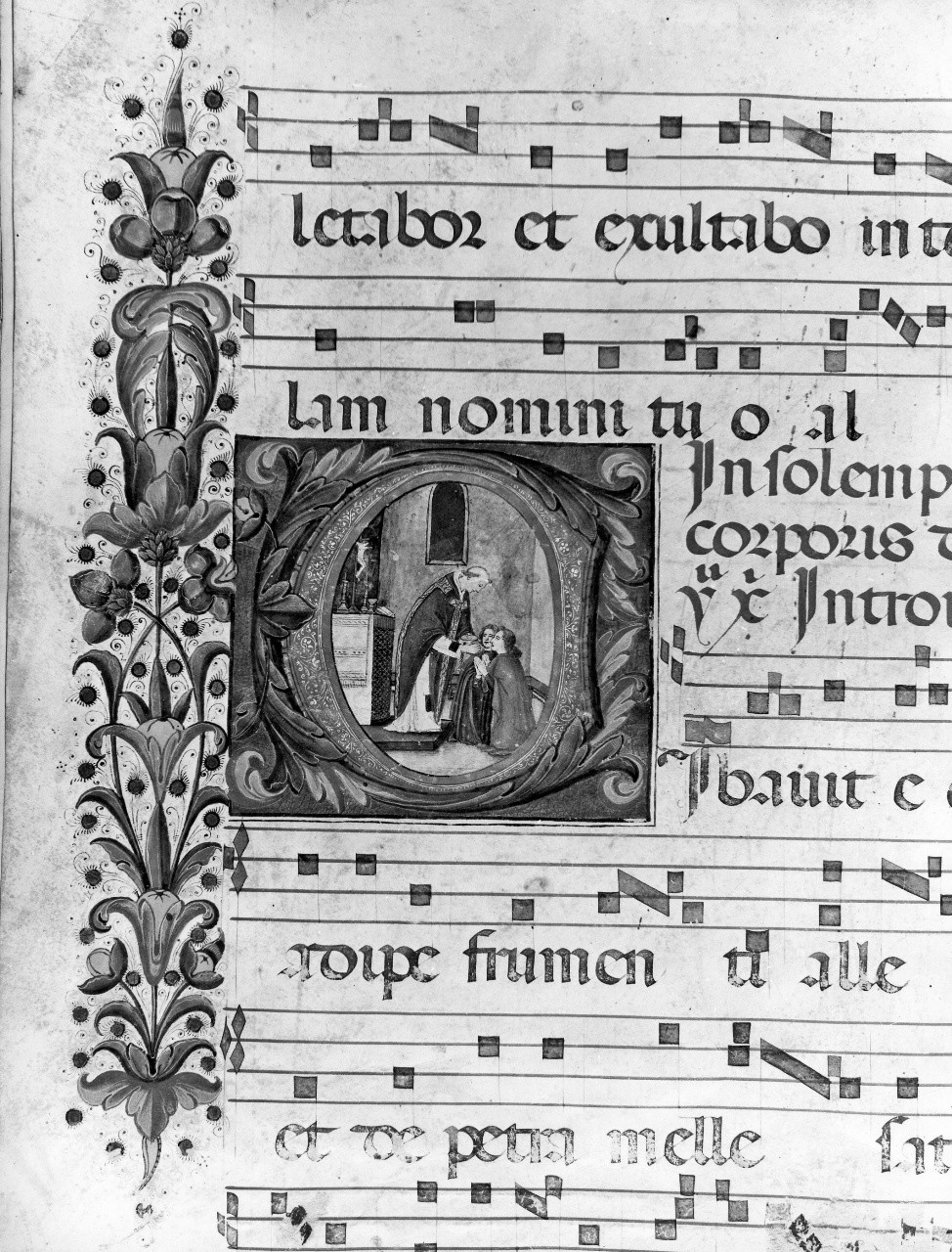 sacerdote che comunica due fedeli (miniatura) - ambito toscano (fine/ inizio secc. XV/ XVI)