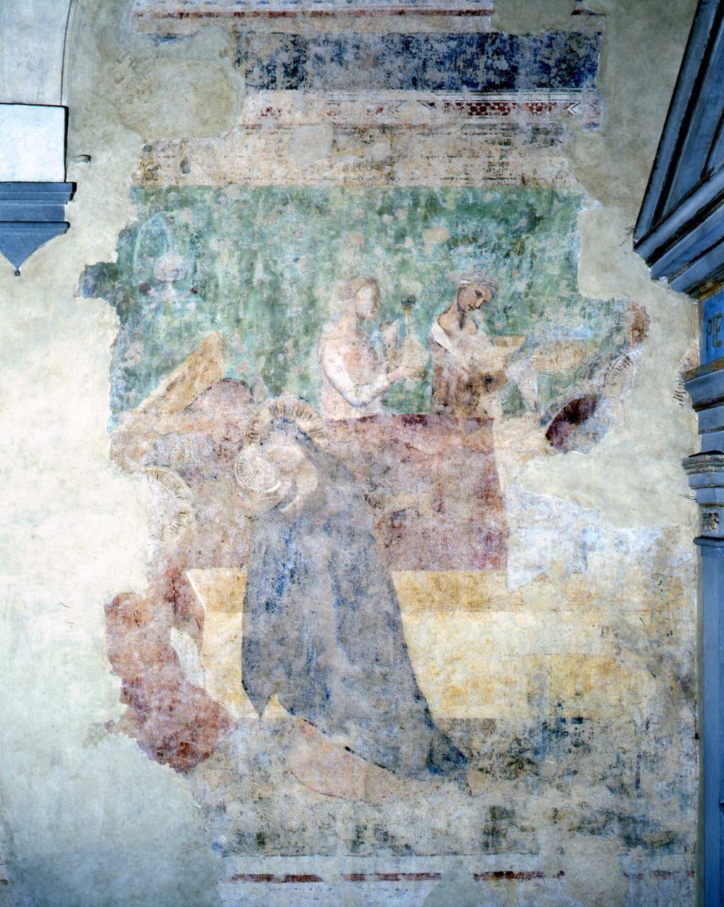nascita di Maria Vergine (dipinto murale, frammento) di Gaddi Agnolo (cerchia) (ultimo quarto sec. XIV)