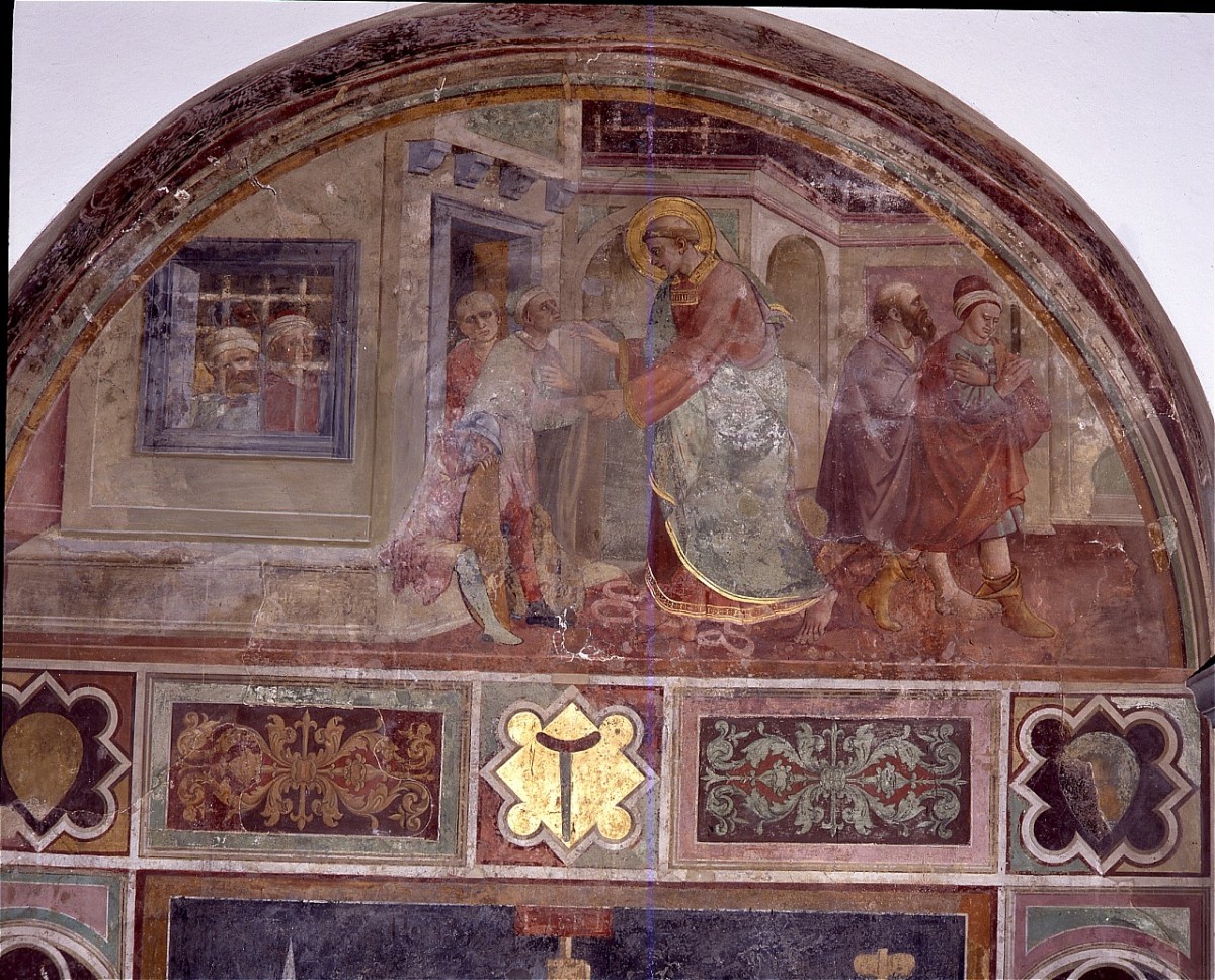 San Leonardo libera i carcerati (dipinto murale) di Domenico di Michelino (sec. XV)