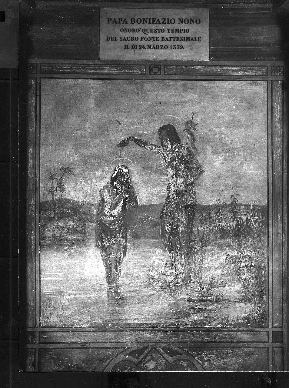 battesimo di Cristo (dipinto murale) - ambito toscano (sec. XIX)