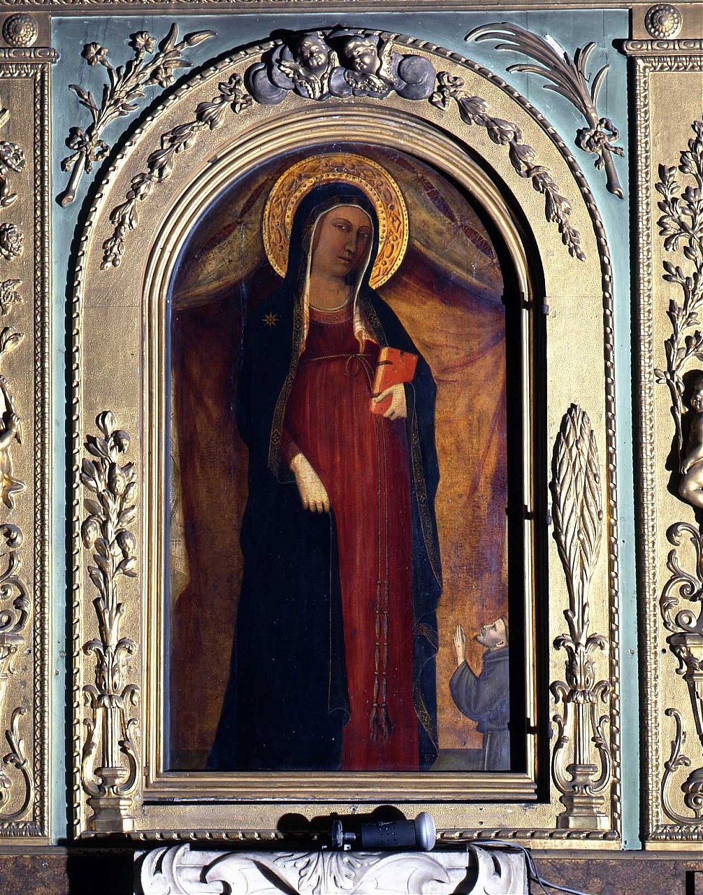 La Madonna e un devoto francescano, Madonna del Parto (dipinto, elemento d'insieme) di Maestro di San Martino alla Palma (sec. XIV)