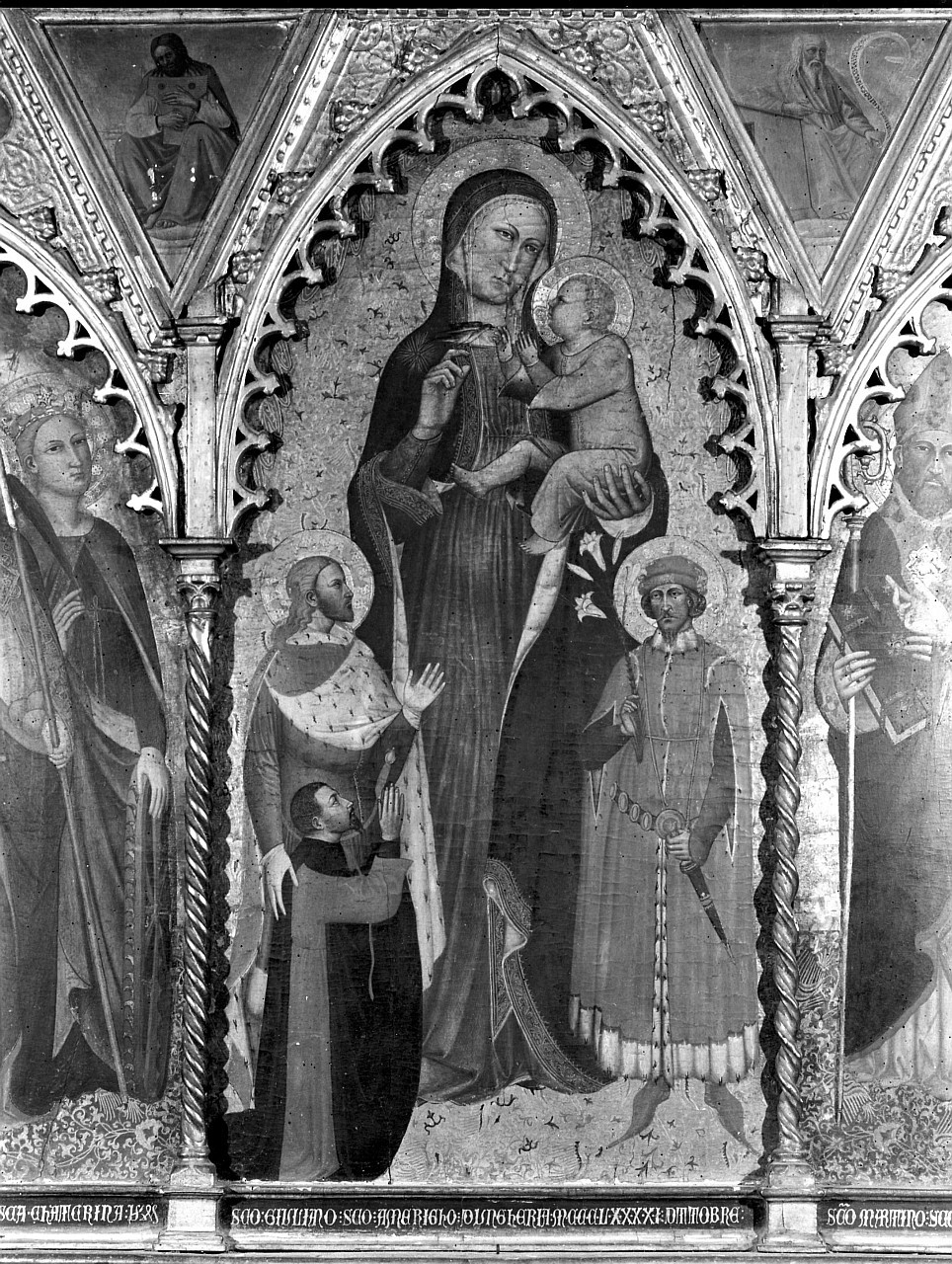 Madonna con Bambino fra San Giuliano e Sant'Amerigo (scomparto di trittico) di Francesco di Michele (attribuito) (sec. XIV)
