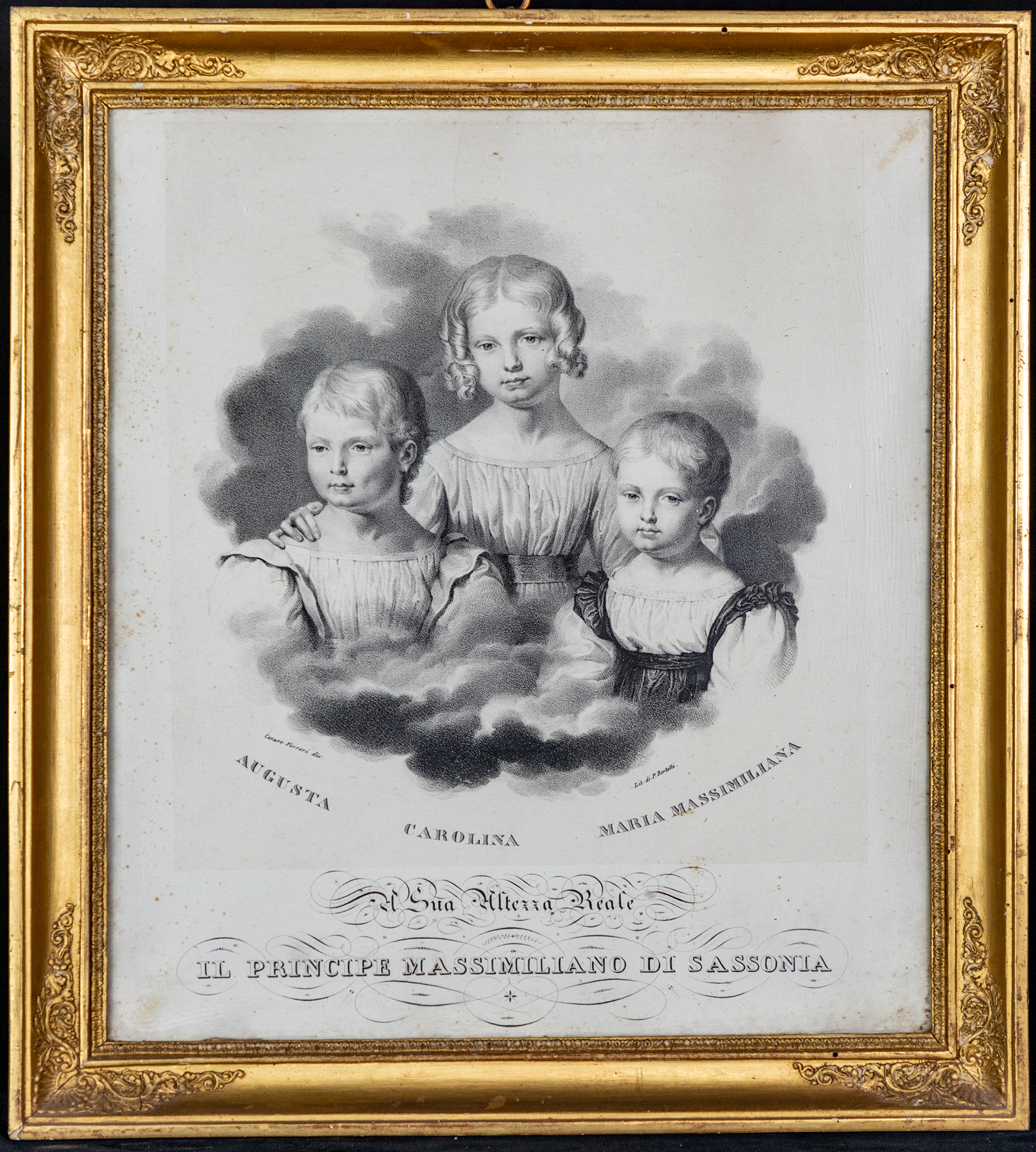 Augusta, Carolina e Maria Massimiliana di Sassonia (stampa) - ambito piemontese (prima metà XIX)
