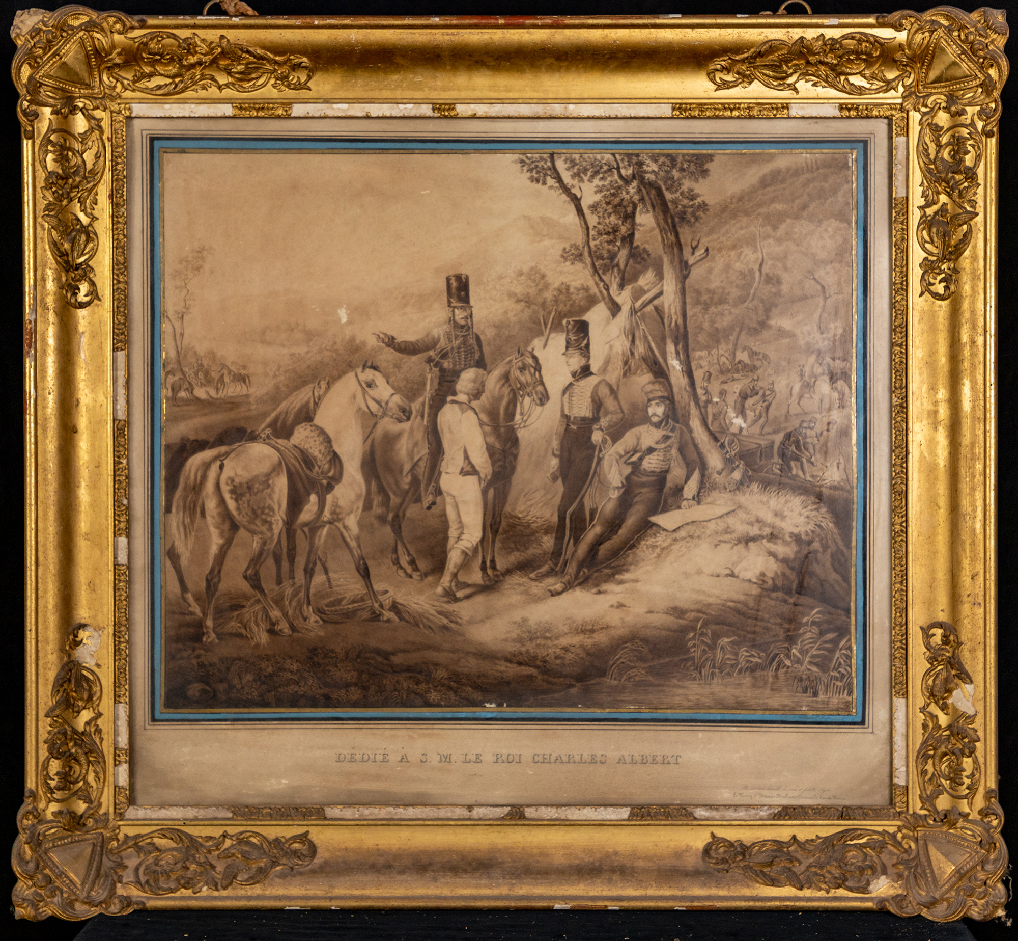 scena con soldati (stampa) - ambito piemontese (XIX)