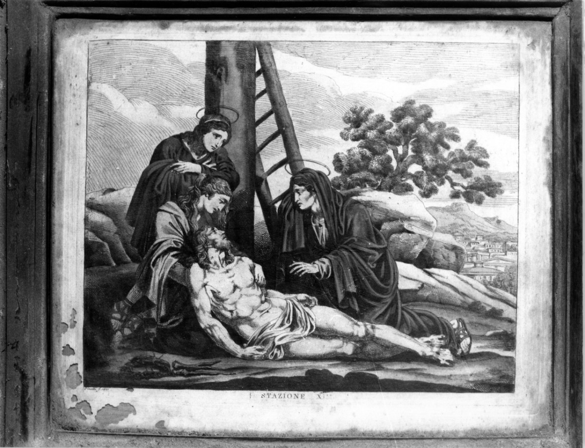 stazione XIII: Gesù deposto dalla croce (stampa, serie) di Pinelli Bartolomeo (primo quarto sec. XIX)