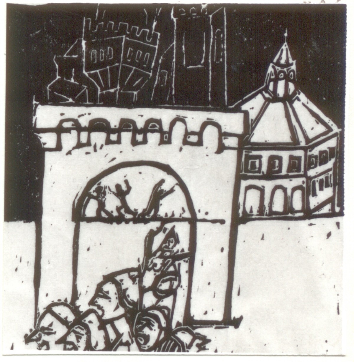 veduta di città (stampa) di Russai Roop (sec. XX)