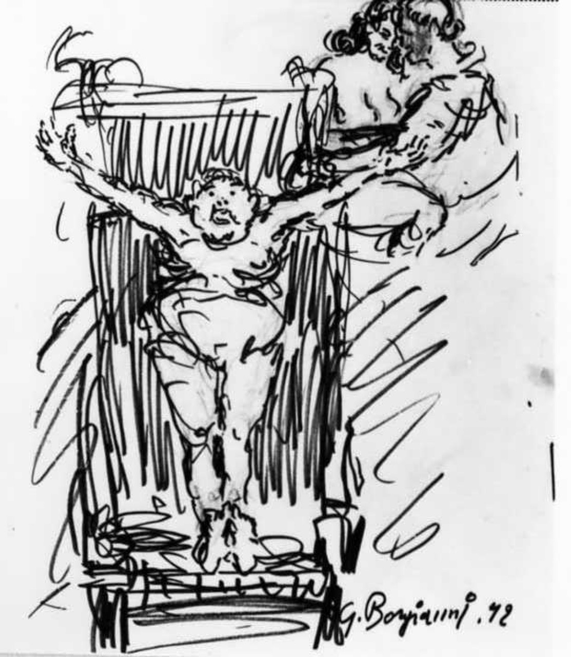 Personaggi e scene da cicli letterari (disegno) di Borgianni Guido (sec. XX)