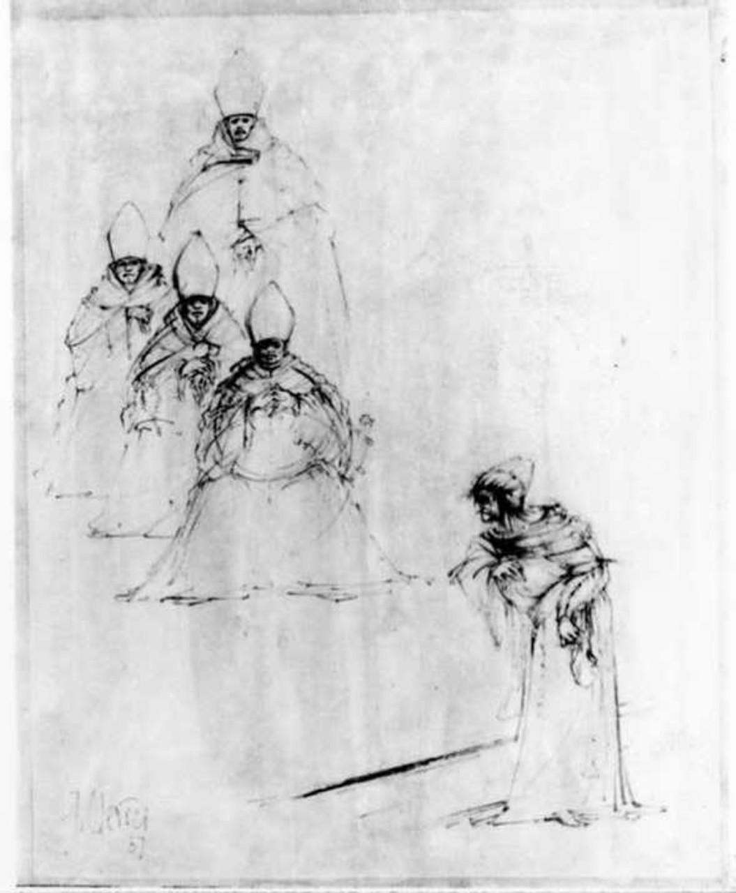 Personaggi e scene da cicli letterari (disegno) di Clerici Fabrizio (sec. XX)