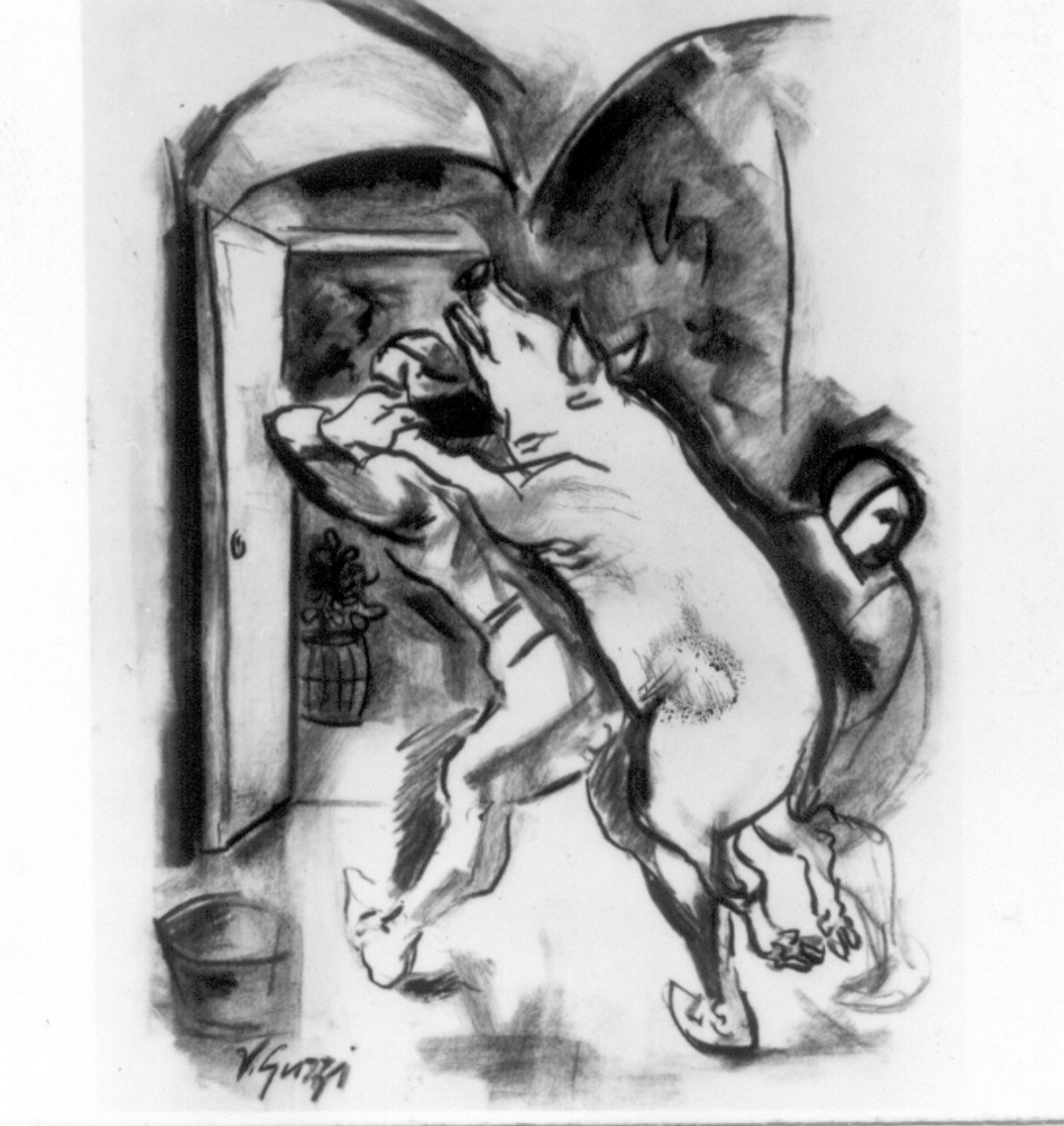 Personaggi e scene da cicli letterari (disegno) di Guzzi Virgilio (sec. XX)