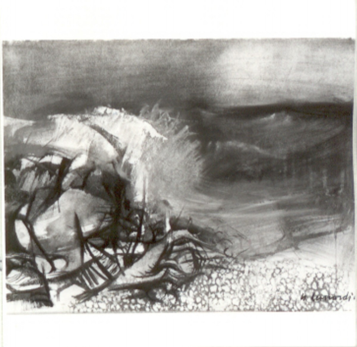 paesaggio marino (disegno) di Leonardi Nello (sec. XX)
