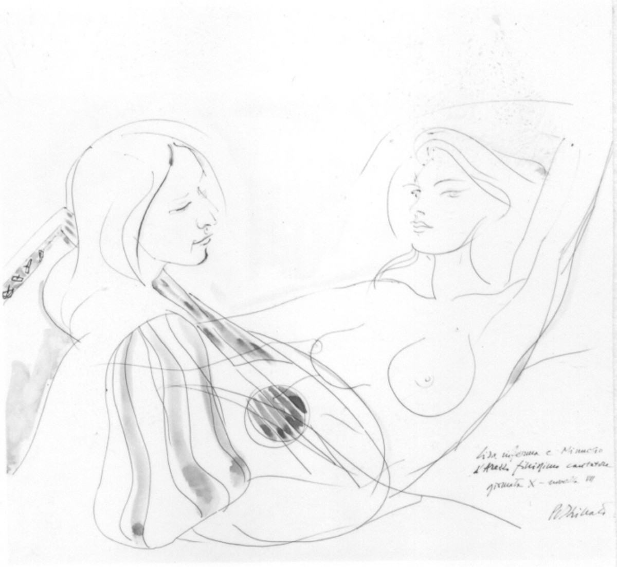 Personaggi e scene da cicli letterari (disegno) di Pizzinato Armando (sec. XX)