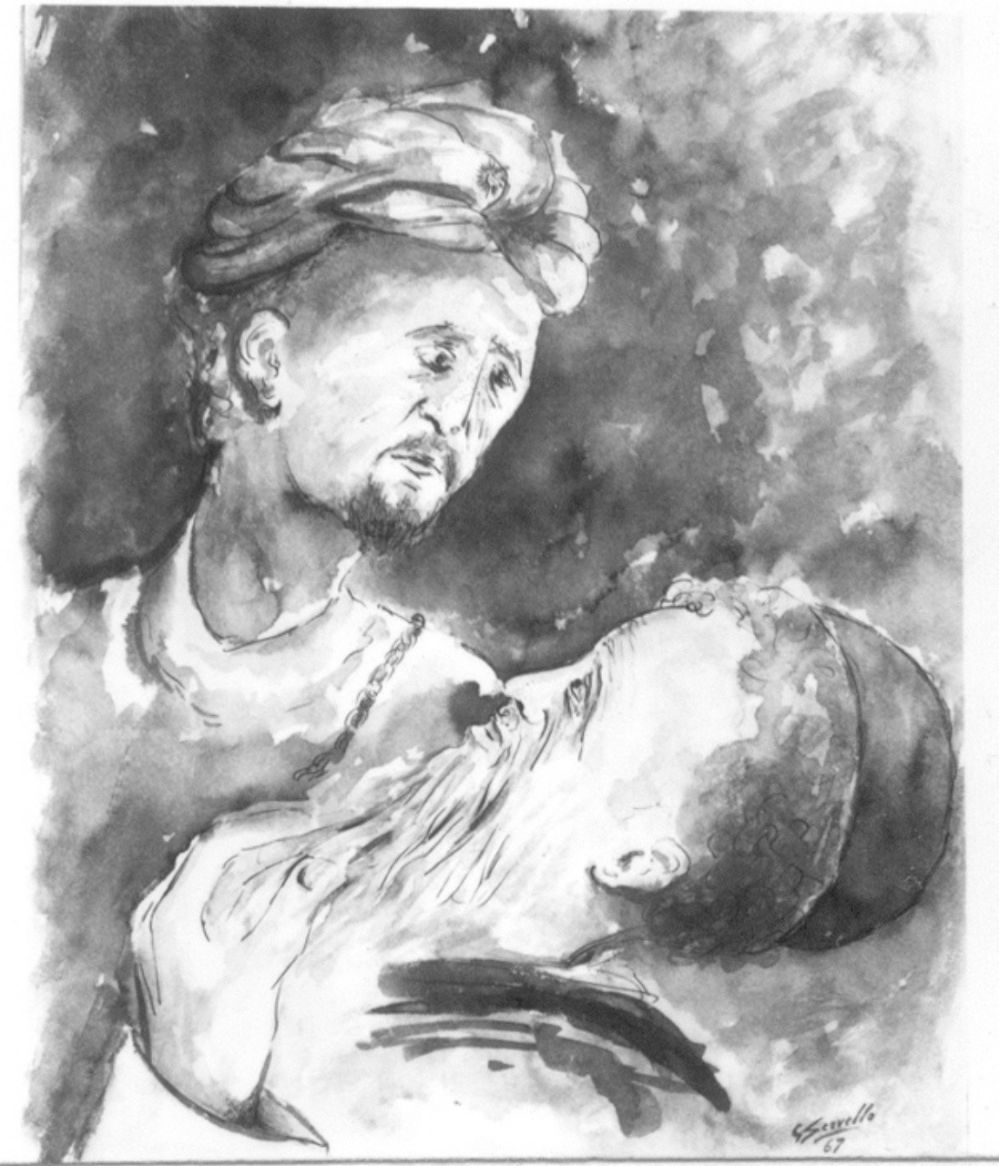 Personaggi e scene da cicli letterari (disegno) di Servello Gregorio (sec. XX)