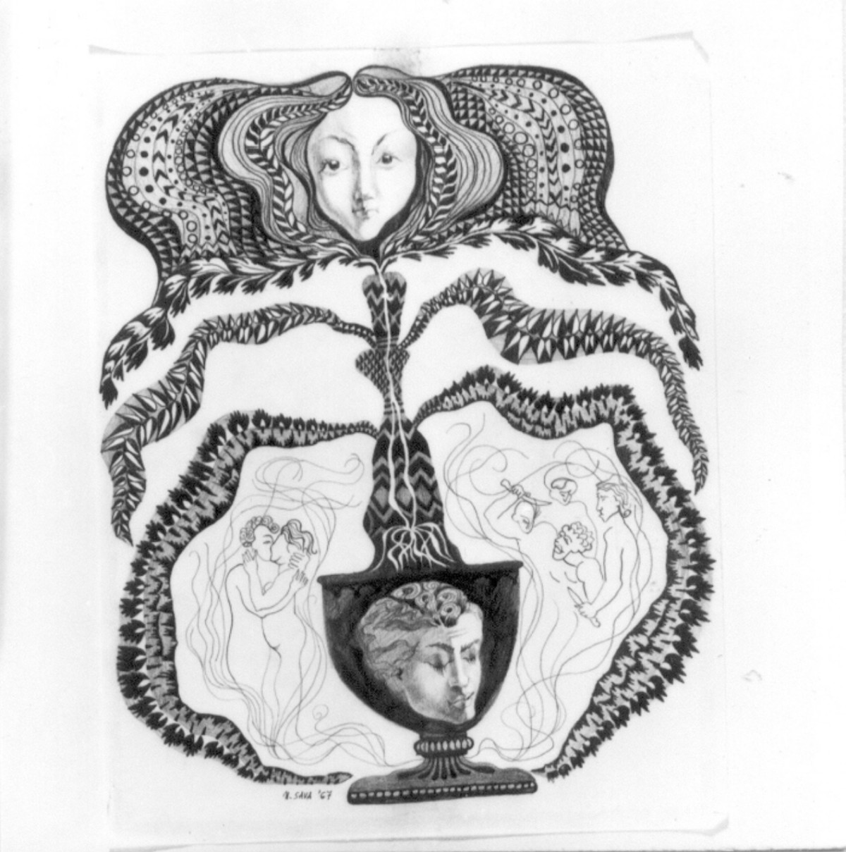 Personaggi e scene da cicli letterari (disegno) di Sava Nicolae (sec. XX)