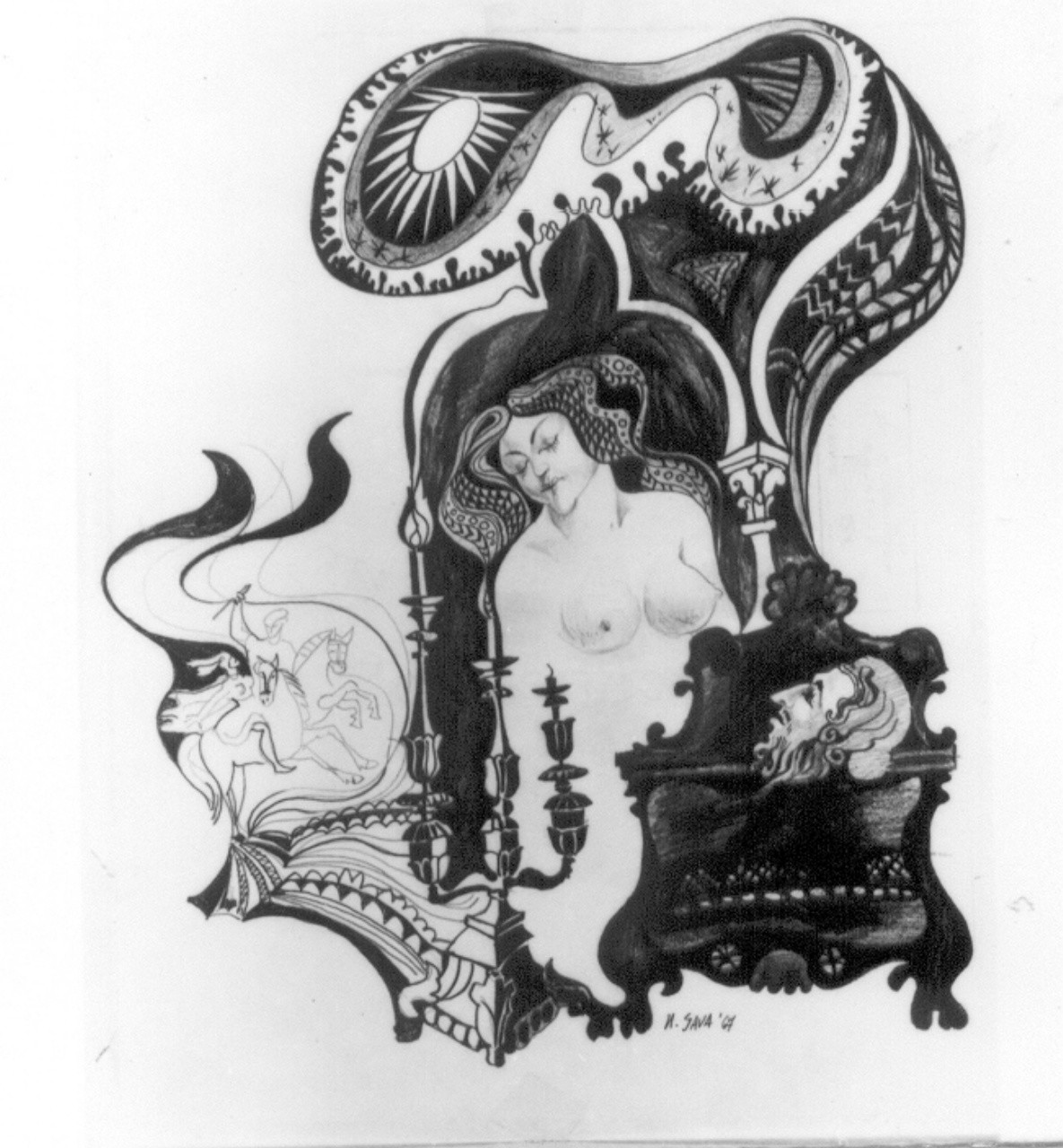 Personaggi e scene da cicli letterari (disegno) di Sava Nicolae (sec. XX)