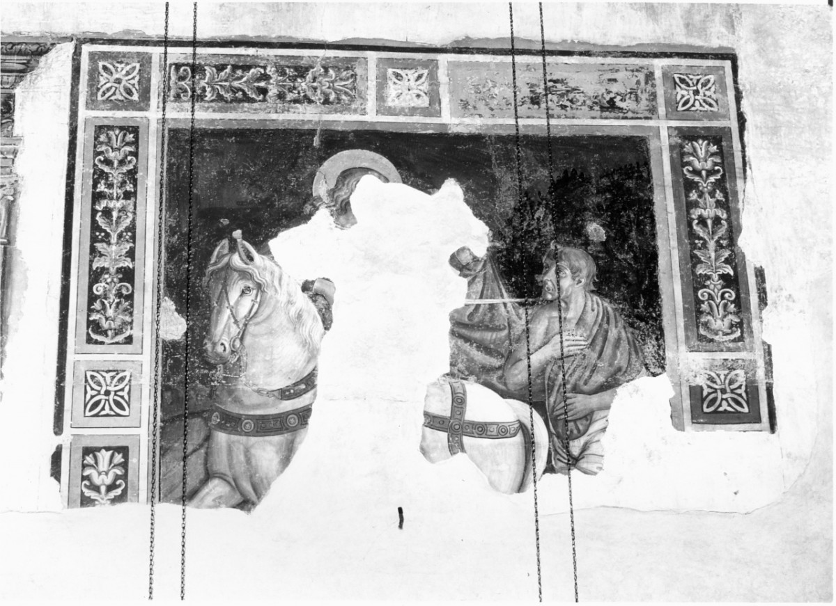 S. Martino e il povero, San Martino dona parte del mantello al povero (dipinto murale) di Pier Francesco Fiorentino (attribuito) (seconda metà sec. XV)