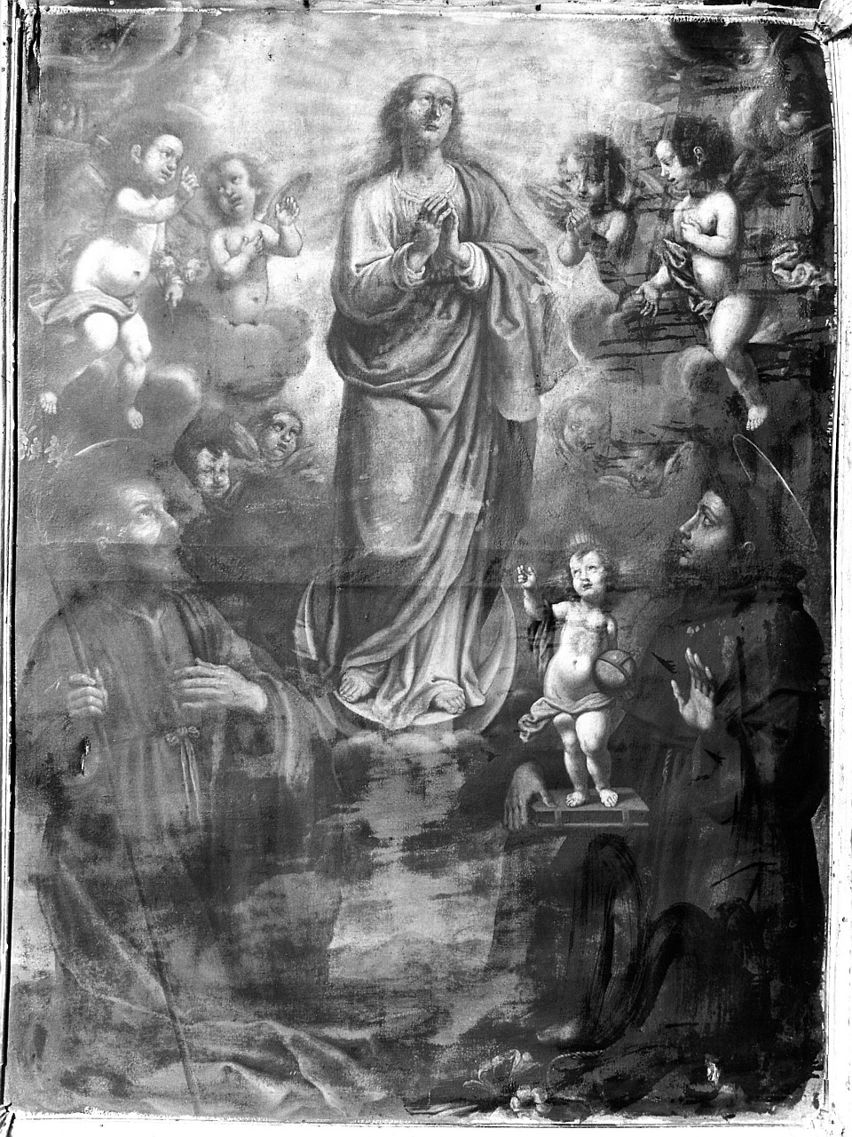 Madonna Immacolata e Santi (dipinto, opera isolata) di Curradi Francesco detto Battiloro (scuola) (metà sec. XVII)