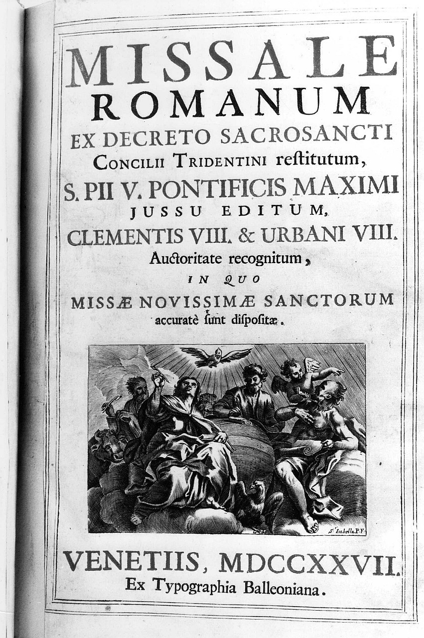 quattro evangelisti e lo Spirito Santo come colomba (stampa) di Piccini Elisabetta detta Suor Isabella (sec. XVIII)