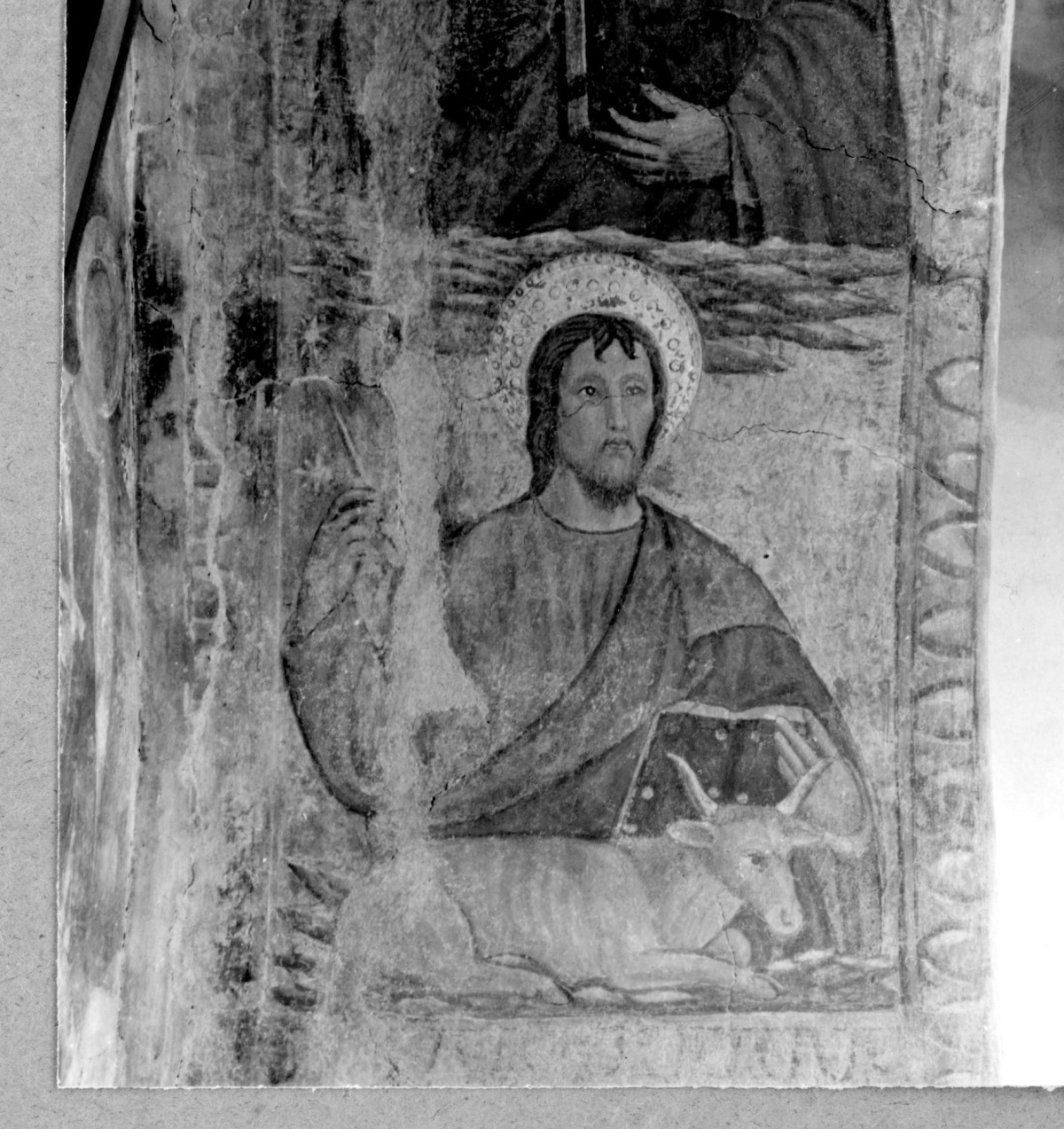 San Luca (decorazione pittorica) di Badaloni Paolo detto Paolo Schiavo (attribuito) (fine/ inizio sec. XV)