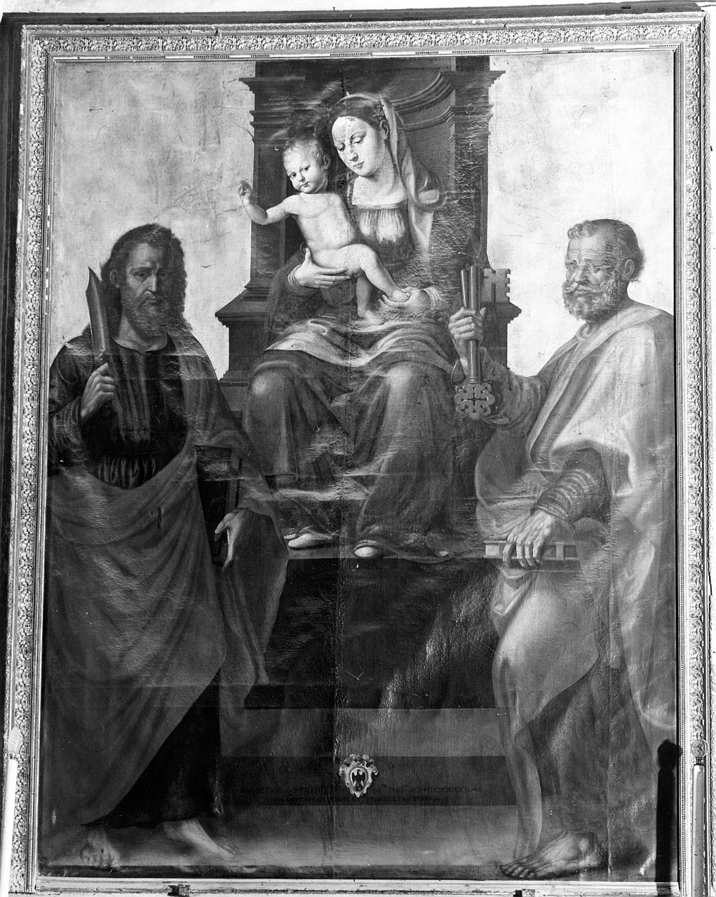 Sacra Conversazione, Madonna in trono con Bambino e Santi (dipinto) di Ferrari Andrea di Battista (sec. XVII)