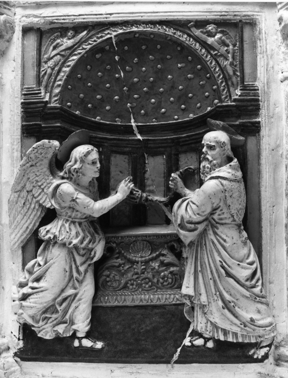 annuncio della nascita di San Giovanni Battista a Zaccaria (rilievo) di Della Robbia Giovanni (sec. XVI)