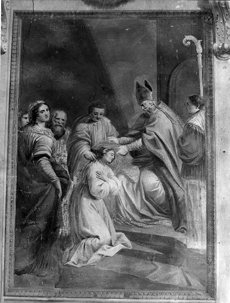vestizione religiosa di Santa Liberata (dipinto murale) di Fedi Antonio (attribuito) (fine/ inizio secc. XVIII/ XIX)