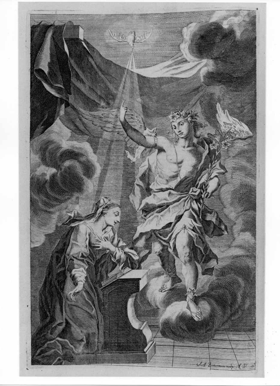 Annunciazione (stampa) di Zimmermann Joseph Anton (attribuito) (sec. XVIII)