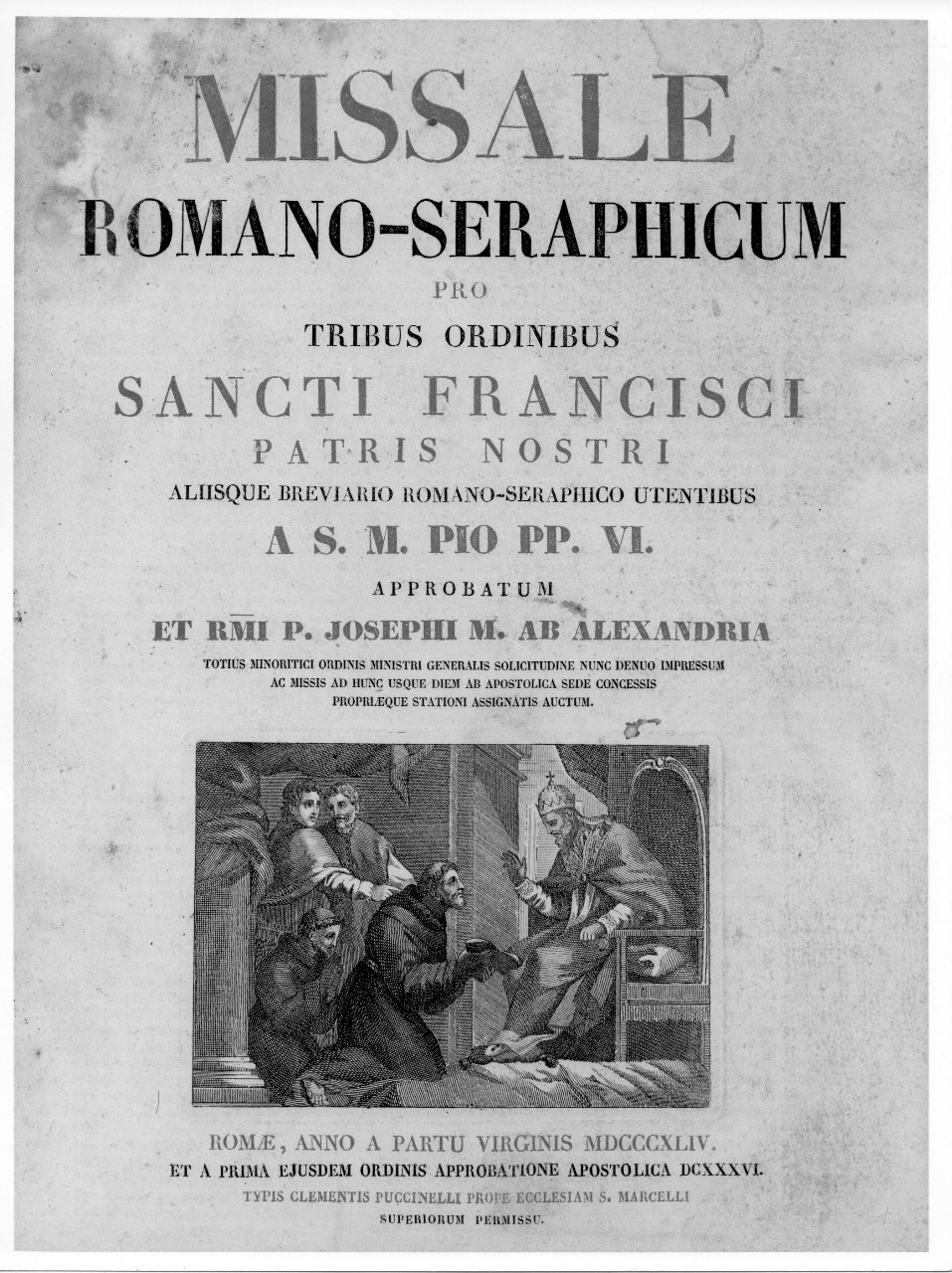 omaggio di San Francesco a papa Onorio (stampa) - ambito romano (sec. XIX)