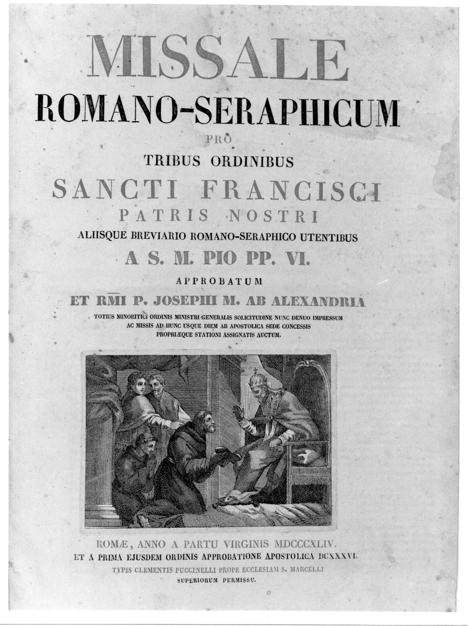 omaggio di San Francesco a papa Onorio (stampa) - ambito romano (sec. XIX)