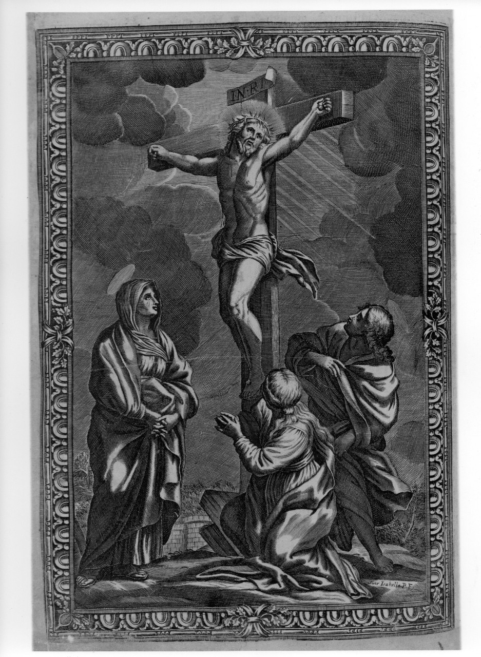 crocifissione di Cristo con la Madonna e santi (stampa) - ambito veneziano (sec. XVIII)