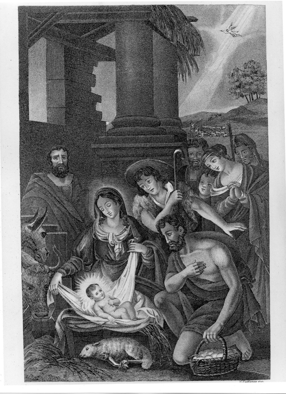 natività di Gesù (stampa) di Cattaneo Carlo (attribuito) (sec. XIX)