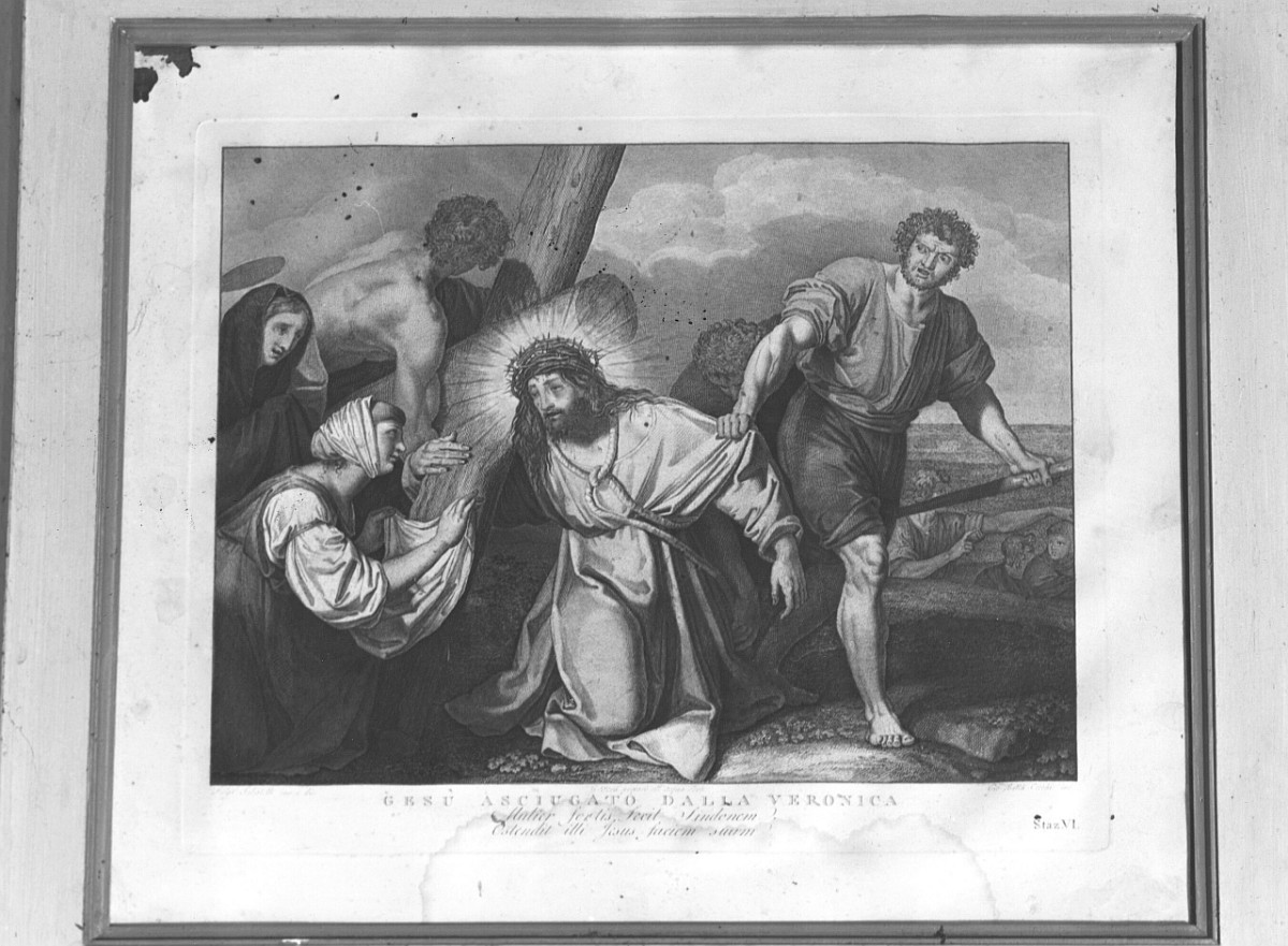 stazione VI: Gesù asciugato dalla Veronica (stampa) di Pera Giuseppe, Sabatelli Luigi, Cecchi Giovan Battista (sec. XIX)
