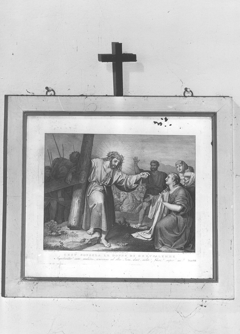 stazione VIII: Gesù consola le donne di Gerusalemme (stampa) di Pera Giuseppe, Sabatelli Luigi, Eredi Benedetto (sec. XIX)