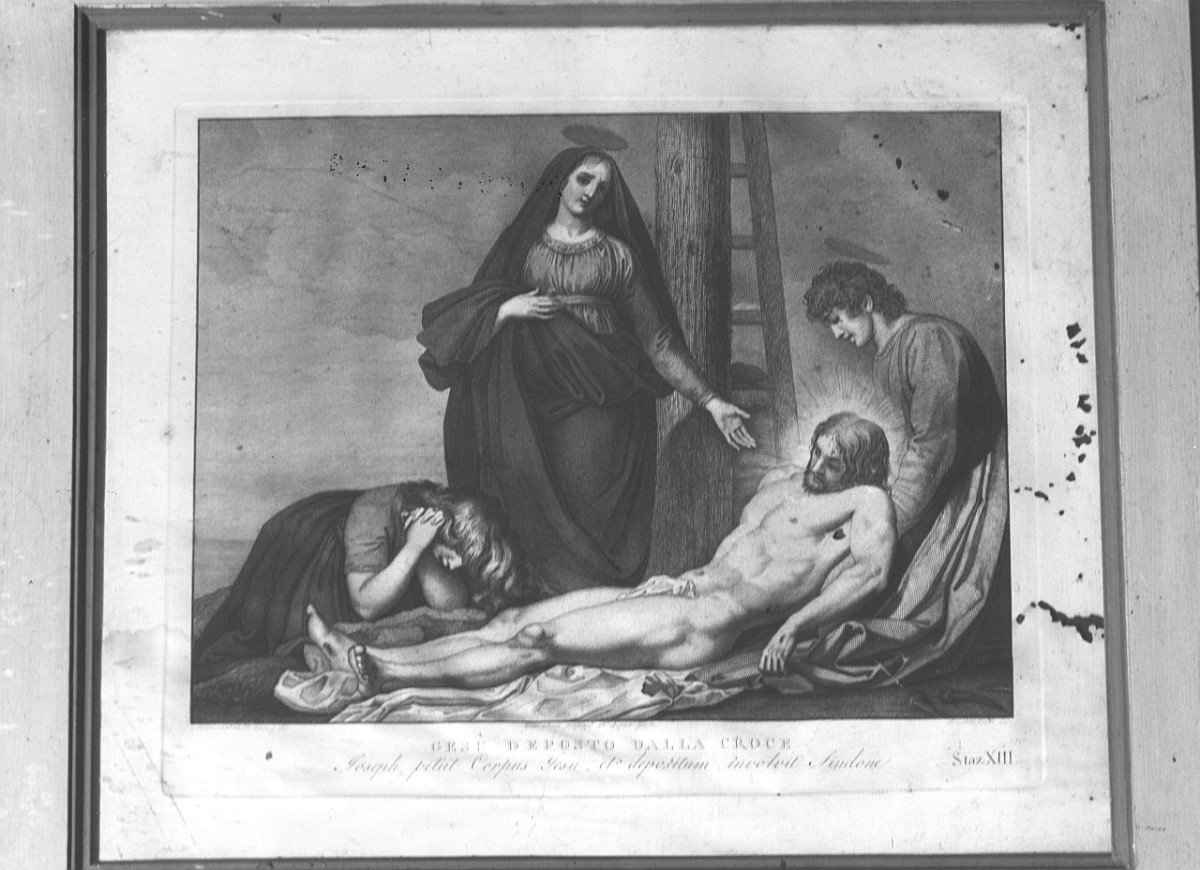 stazione XIII: Gesù deposto dalla croce (stampa) di Pera Giuseppe, Sabatelli Luigi, Cecchi Giovan Battista (sec. XIX)