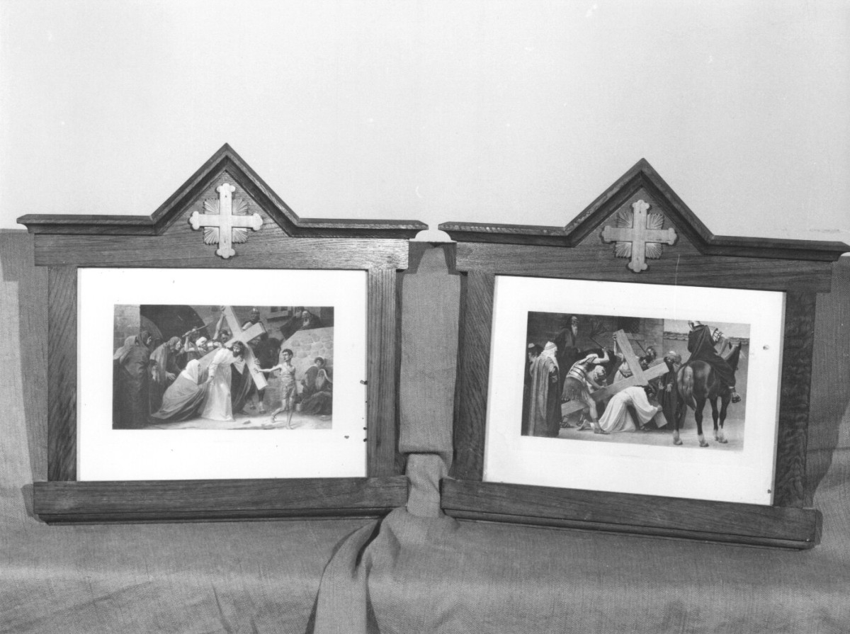 stazione III: Gesù cade sotto la croce la prima volta (stampa) di Hirmer Max, Fugel Gebhard (sec. XX)