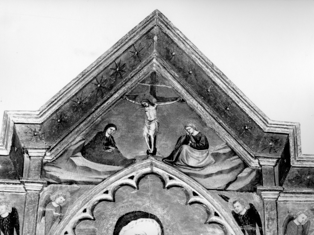 Cristo crocifisso tra la Madonna e San Giovanni Evangelista (dipinto) di Bicci di Lorenzo (secondo quarto sec. XV)
