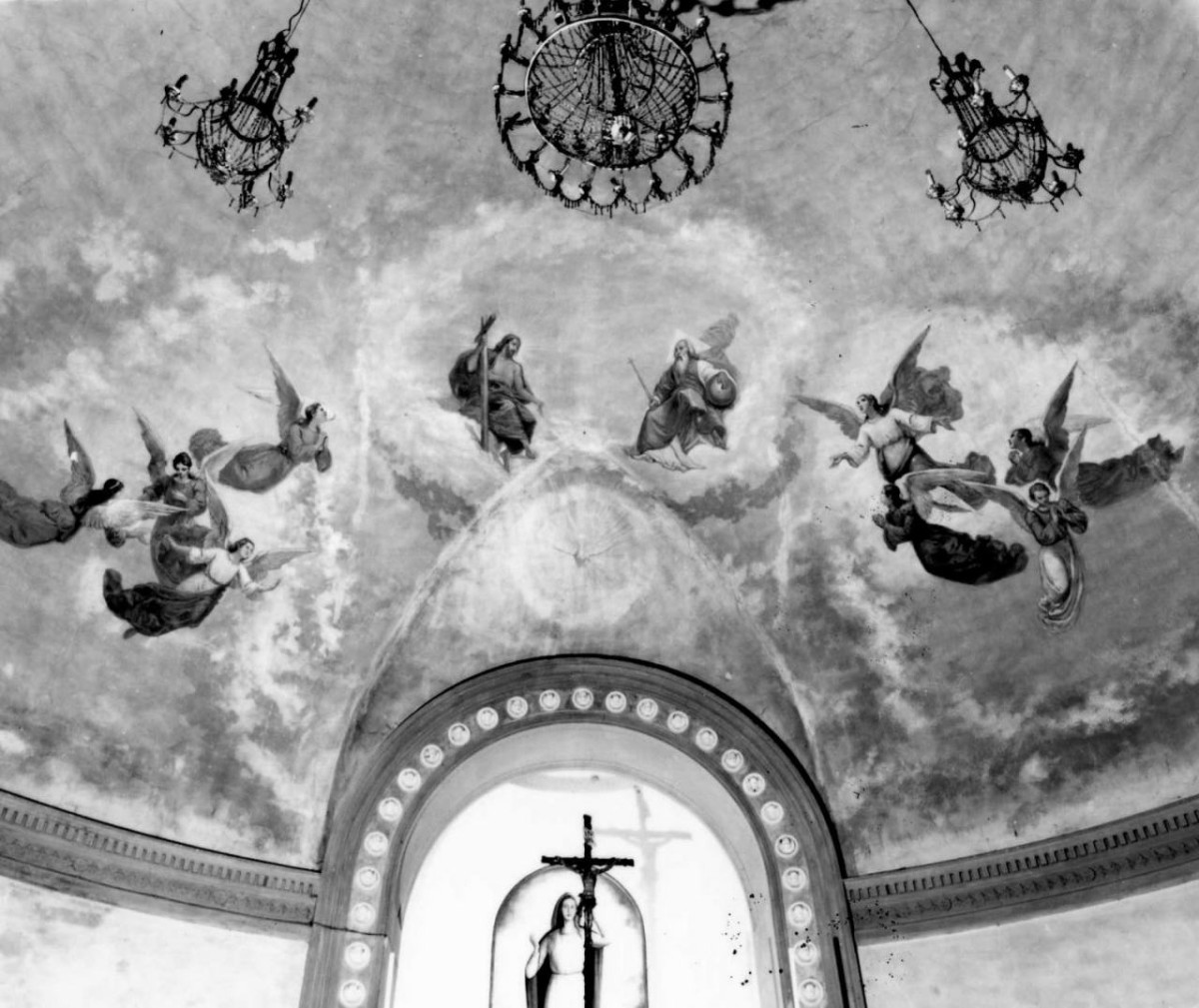 Dio Padre e Cristo con una gloria di angeli (dipinto) - ambito fiorentino (secc. XIX/ XX)
