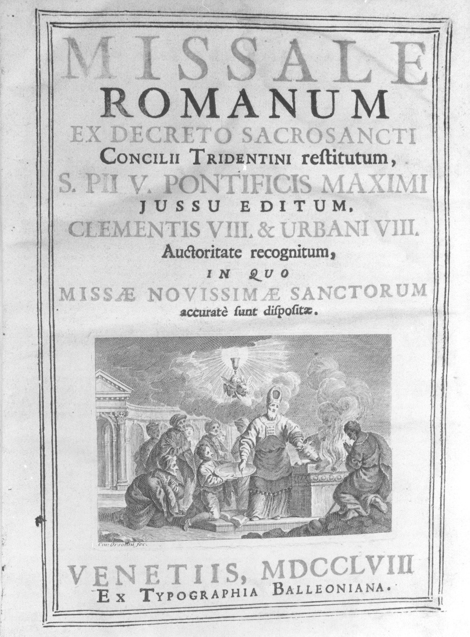 Aronne costruisce un altare e offre un sacrificio al vitello d'oro (stampa) di Orsolini Carlo (sec. XVIII)