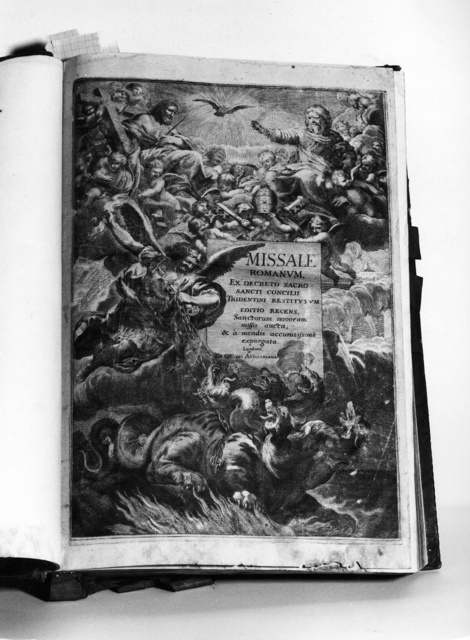 Trinità e San Michele Arcangelo che combatte il drago (stampa) di Houat Francois (sec. XVII)