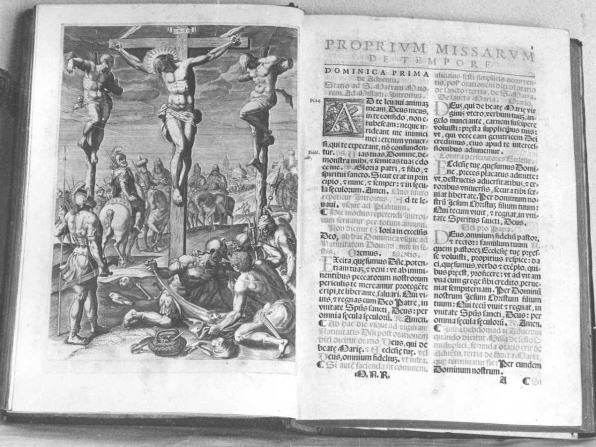 Cristo crocifisso con i due ladroni (stampa) - ambito italiano (sec. XVI)
