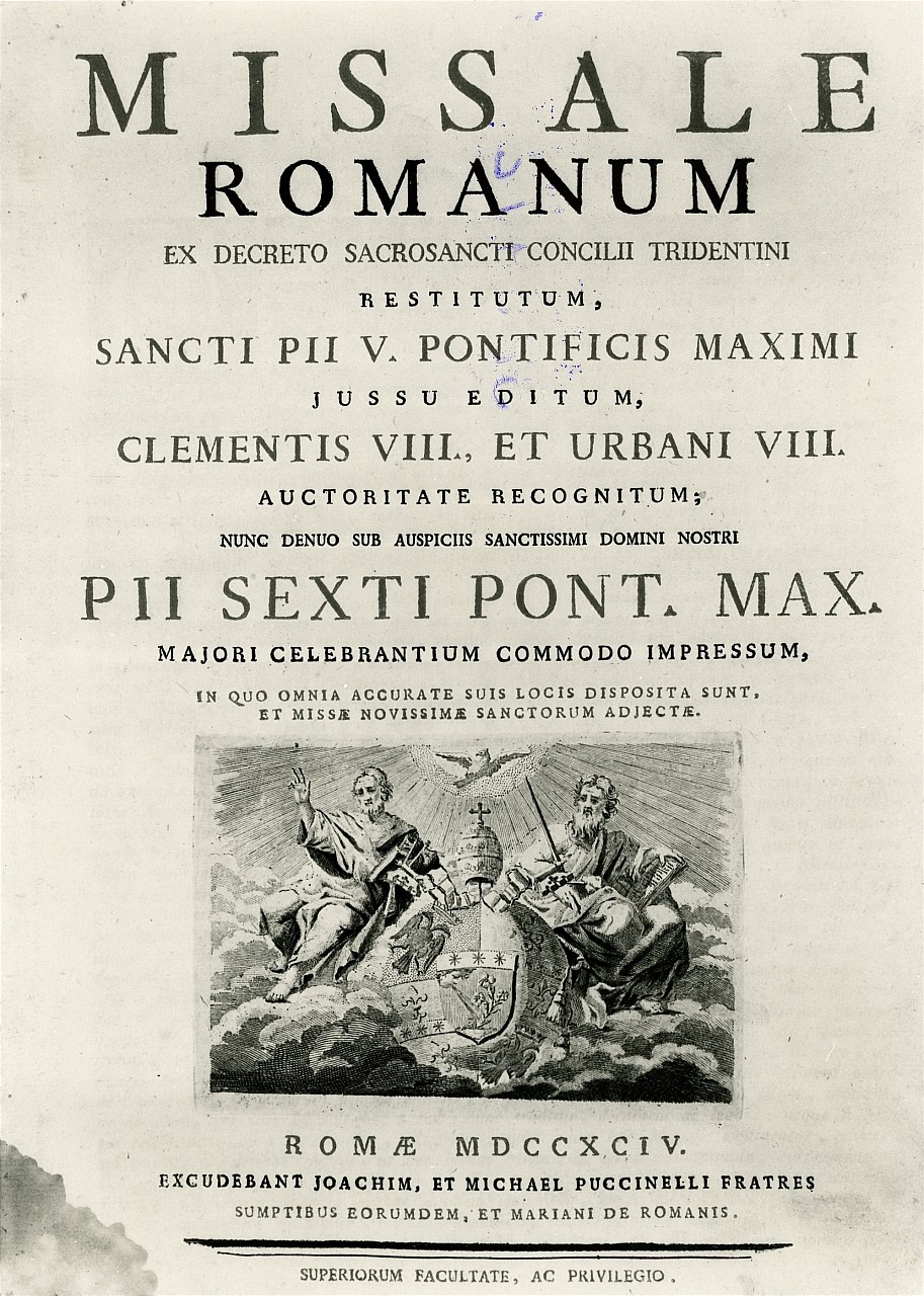 San Pietro e San Paolo che mostrano lo stemma di papa Pio VI (stampa) - ambito italiano (sec. XVIII)
