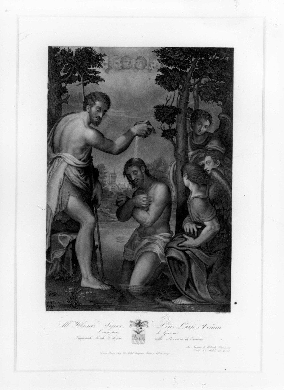 battesimo di Cristo (stampa) di Bottazzi Antonio, Bononi Angelo, Campi Giulio (prima metà sec. XIX)
