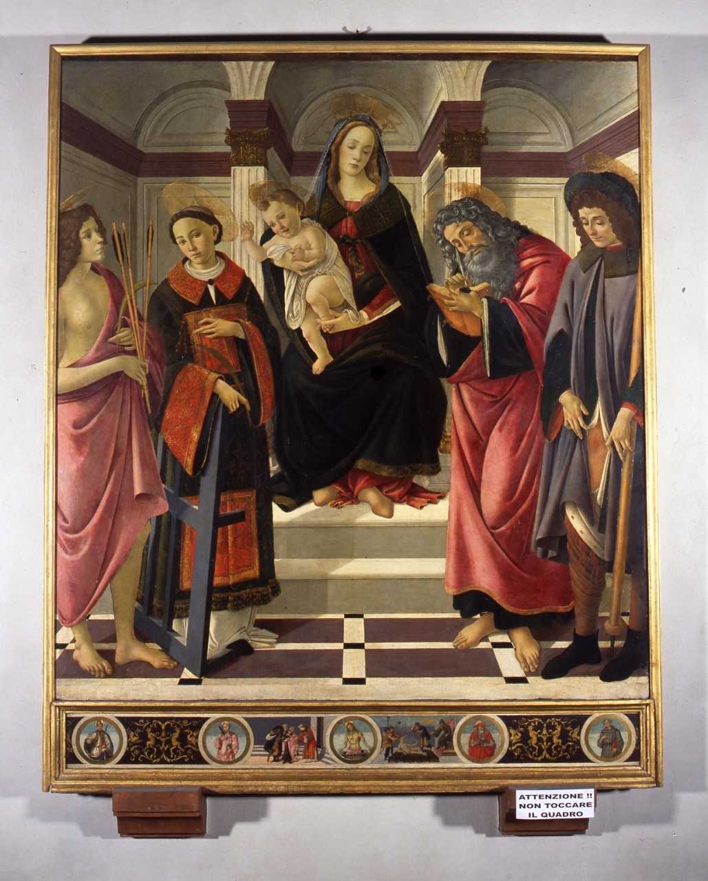 Pala di Montelupo, Madonna in trono con Bambino e Santi, episodi della vita di San Lorenzo, Santi (dipinto) di Botticelli (bottega), Bartolomeo d'Antonio (seconda metà sec. XV)