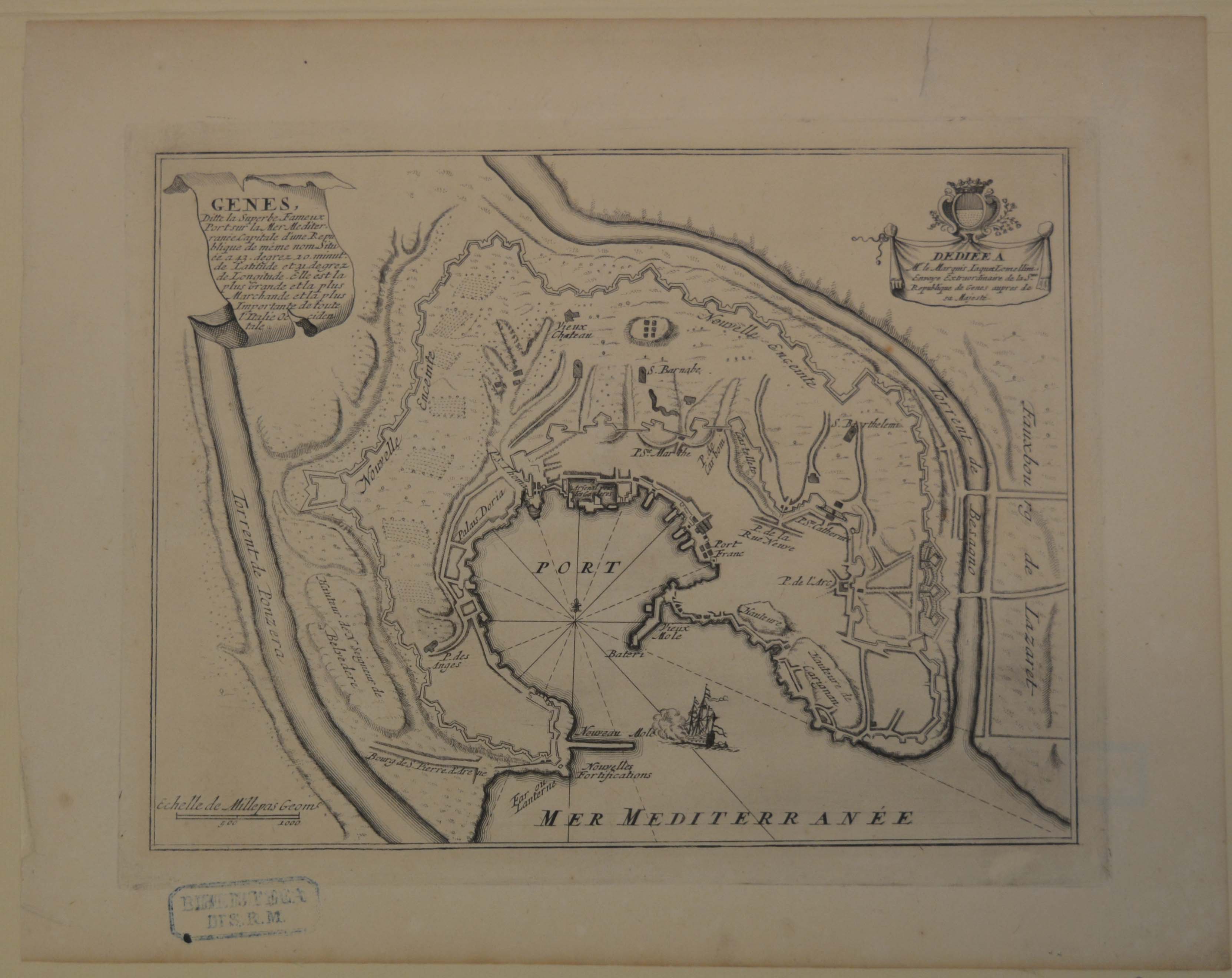 carta topografica della città e del porto di Genova (stampa) - ambito francese (seconda metà sec. XVII)