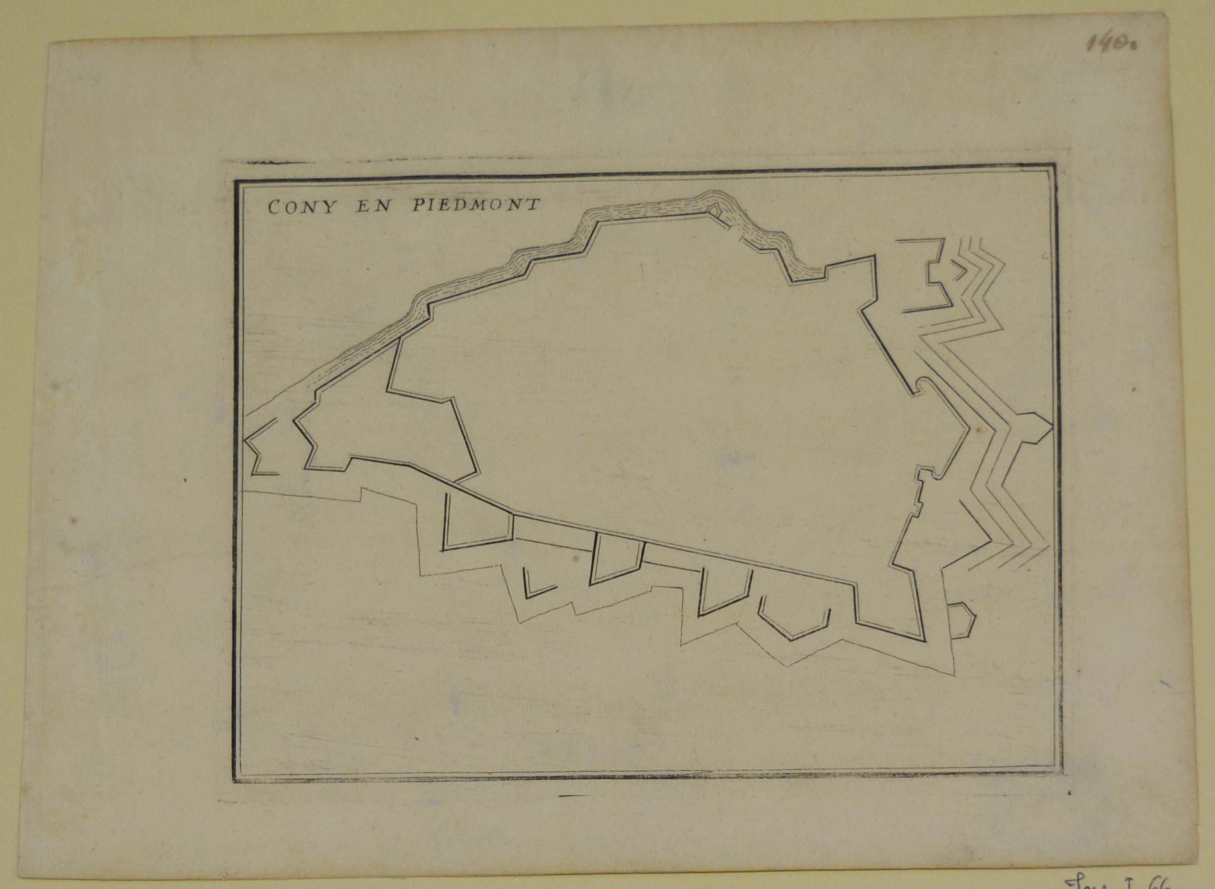 pianta topografica delle mura di Cuneo (stampa) - ambito francese (prima metà sec. XVIII)