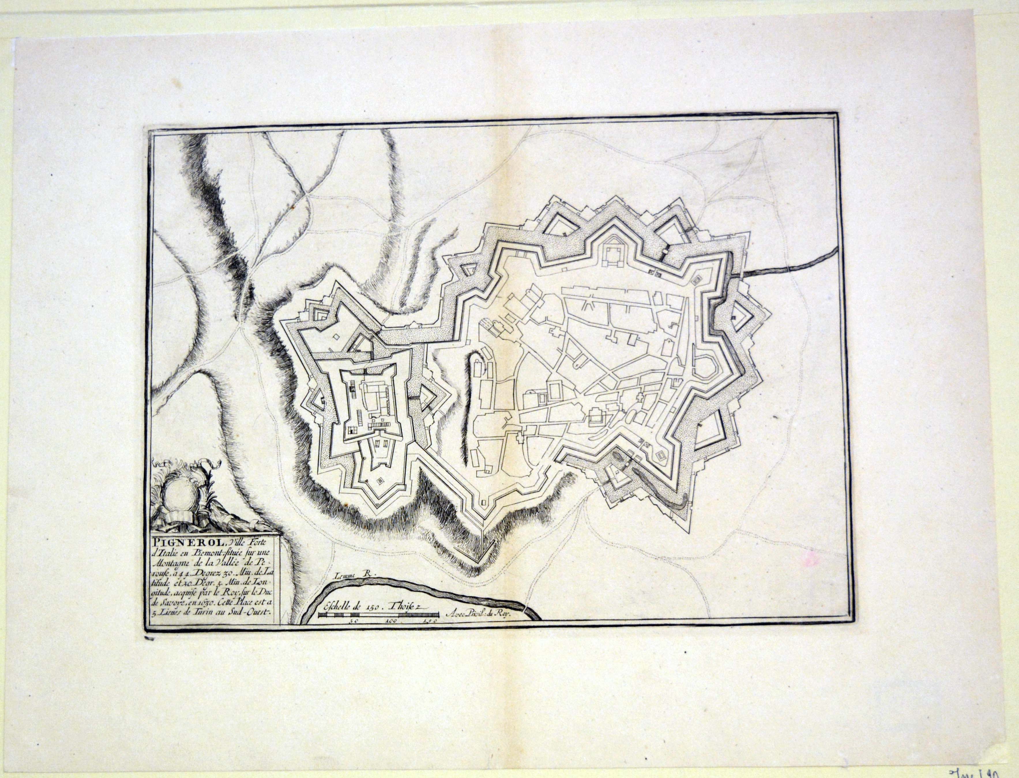 pianta topografica della città di Pinerolo (stampa) - ambito piemontese (fine/ metà secc. XVII/ XVIII)