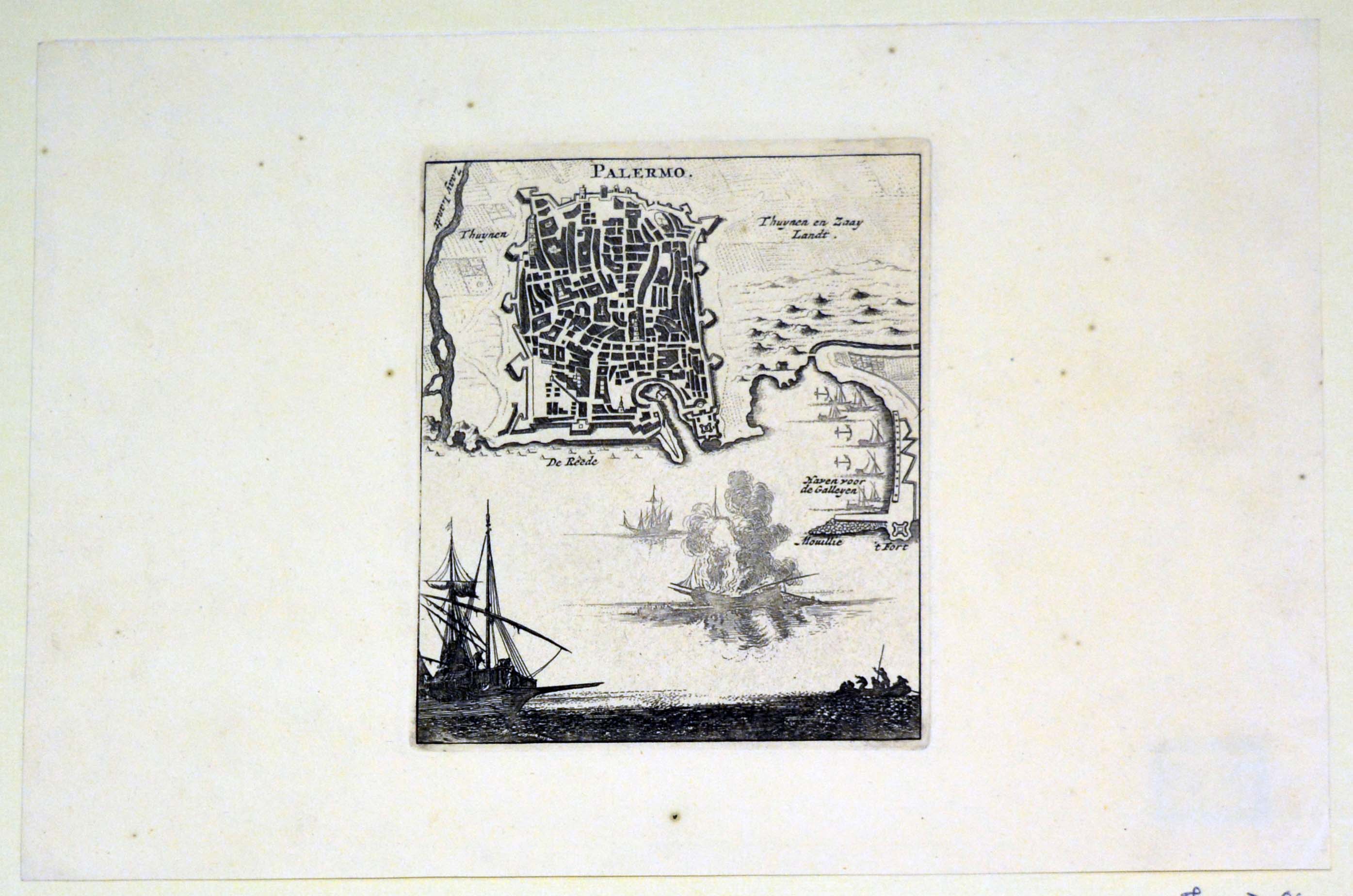 veduta topografica della città e del porto di Palermo (stampa) - ambito olandese (primo quarto sec. XVIII)