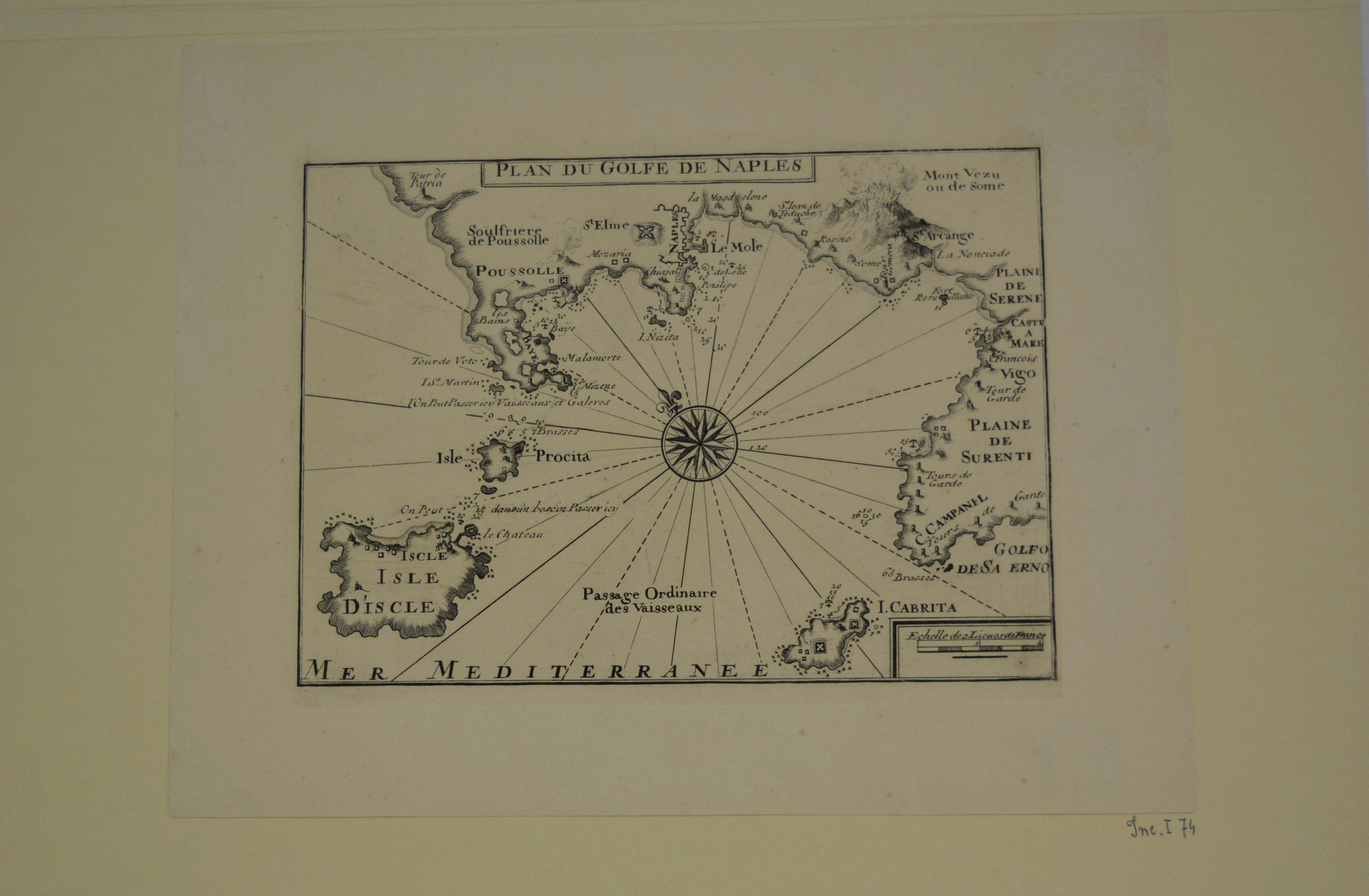pianta e carta nautica del Golfo di Napoli (stampa) di Starckman P (secondo quarto sec. XVIII)